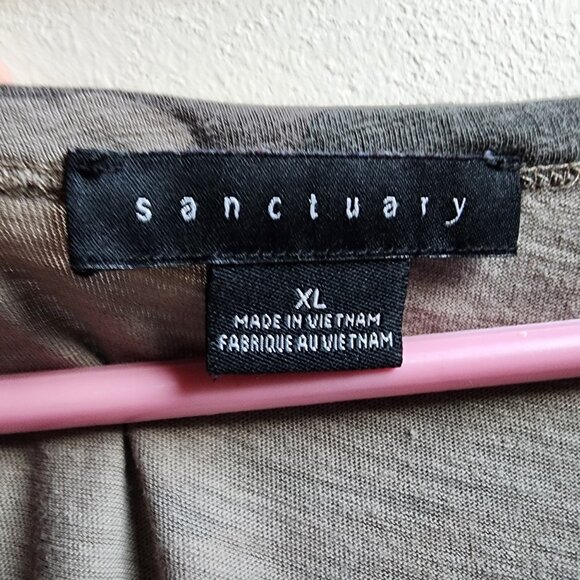 Sanctuary Gray/Green Camo Scoop Neck Tie-Front Jersey Size XL - Picture 10 of 16